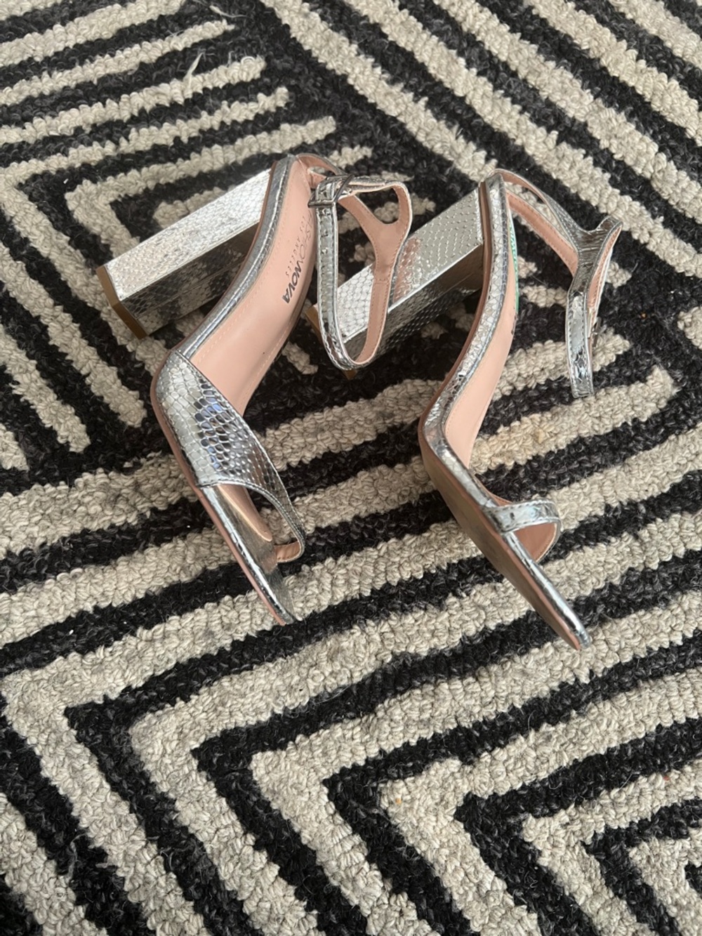Fashion Nova Metallic Silver Block Heel Sandals - Picture 4 of 4